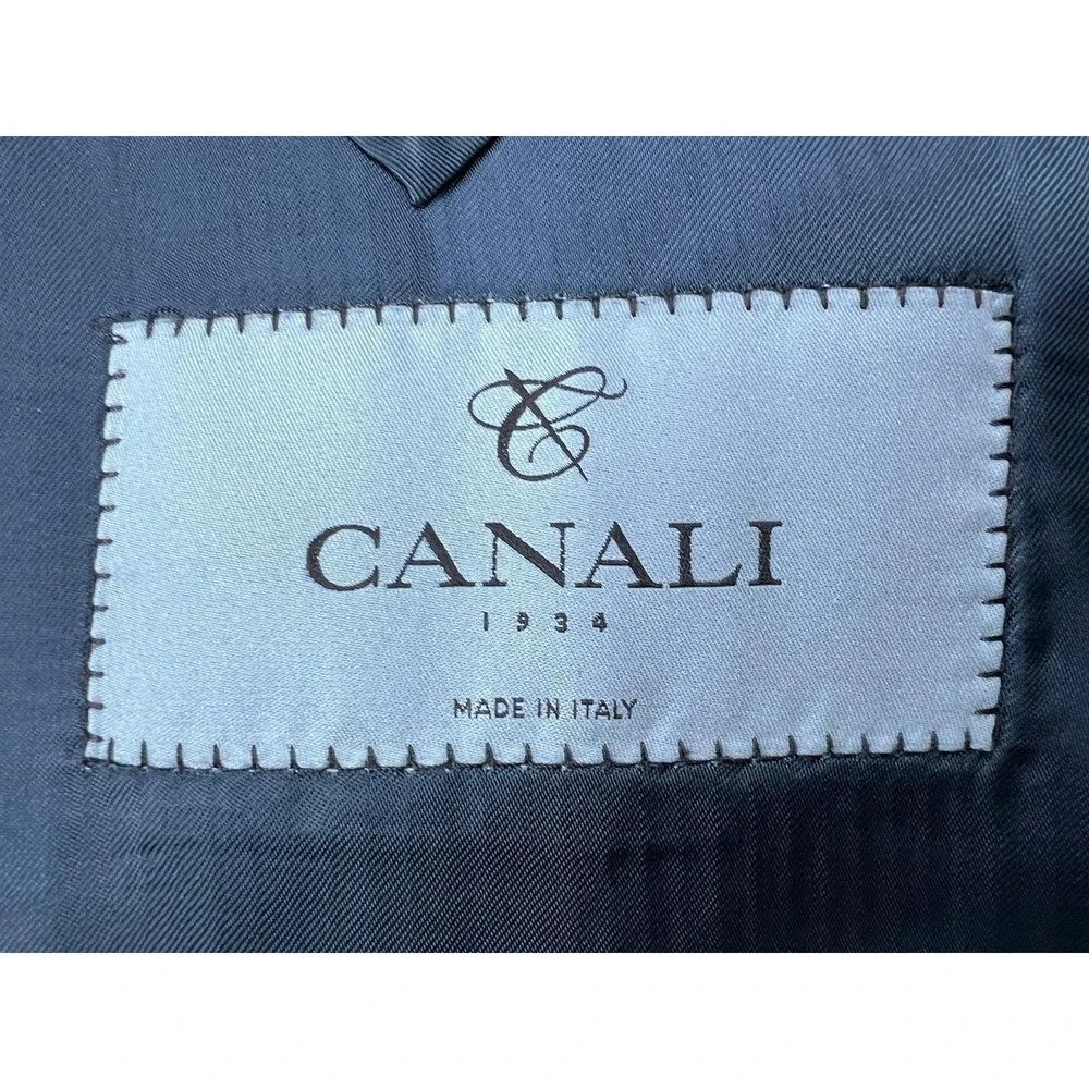 Canali Mens 44R Gray Glen Plaid Wool Suit Jacket Classic Fit Made Italy 2 Button
